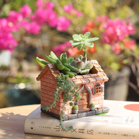Pot de fleurs rustique en résine, style cottage vintage, texture brique, pour plantes succulentes, décoration maison et jardin, style ferme, cadeau