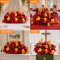 Couronne de fleurs artificielles en soie, faite à la main, moderne, grande taille, support de bougie, 75 cm de largeur/hauteur, pour table florale de mariage