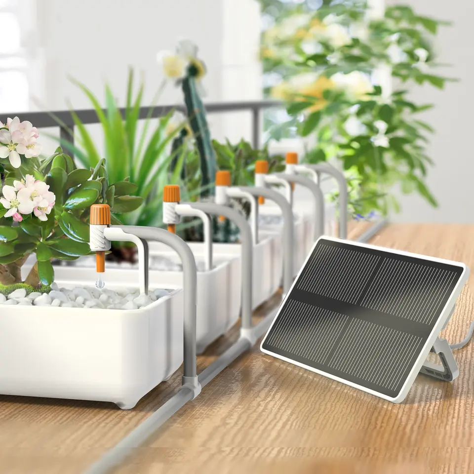 Panel Solar automático para plantas, gotero de riego automático, bricolaje, riego por goteo inteligente, temporizador de agua, Kit completo para interior, hogar, jardín