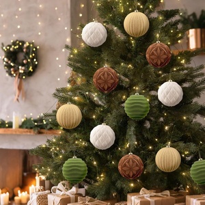 Boules de Noël floquées de 10/15/20 cm, grandes boules décoratives de Noël, décorations de Noël pour les fêtes et les célébrations - Product Image 1