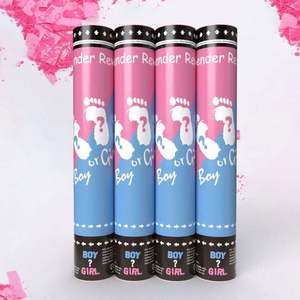 Canon à confettis et poudre pour révélation du sexe de bébé, fournitures de fête de naissance, bâtons de confettis et poudre fumigène 30cm bleu rose - Product Image 4
