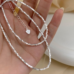 Collier en argent 999 de luxe pour femmes avec diamant et perle meilleur cadeau de bricolage personnalisé chaînes bijoux - Product Image 5