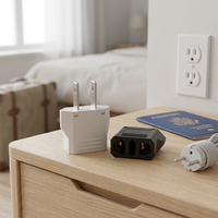 Adaptateur de prise UE vers US, mini convertisseur rond 2 broches vers plat 2 broches, 6A, pour usage hospitalier, voyage, chargeur Euro, rasoir, brosse à dents électrique