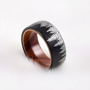 Anillo de tungsteno vintage de 8 mm con incrustaciones de madera de olivo negro, diseño clásico de árbol forestal para hombre, anillo de boda, regalo de compromiso, joyería. - Product Image 3