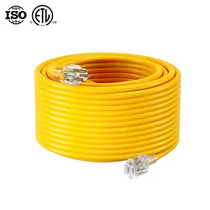 Nema 5-15p a Nema 5-15r 50 pies 12/3 SJTW cable de extensión de alimentación exterior con extremo iluminado