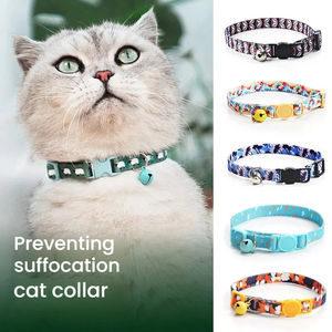 طوق قطط عصري مخصص مضاد للاختناق مع مشبك أمان قابل للتعديل وجرس، وشاح للحيوانات الأليفة من البوليستر بالجملة - Product Image 2
