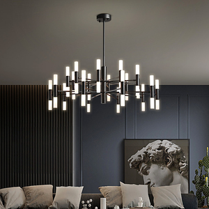 Lampadario Nordic Art Villa per <span class=keywords><strong>Soggiorno</strong></span>, Ingresso, Ristorante, in Vetro Dorato con Candele - Product Image 4
