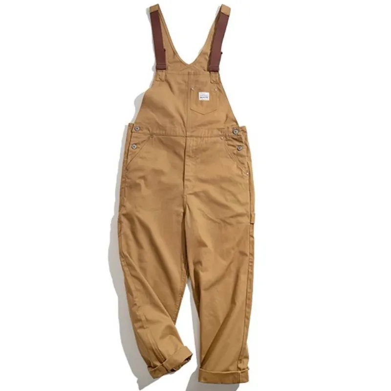 Salopette di Jeans da uomo personalizzati con Salopette in Denim pantaloni Cargo color kaki pantaloni da lavoro con cinturino dritto e tascabile