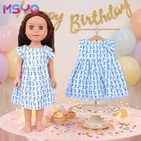 Robe bleue miniature mignonne pour poupée, vêtements de boutique pour bébé, pas cher, 18 pouces