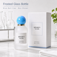 Flacon de parfum en verre givré de 30 ml, 50 ml, 100 ml avec bouchon à bille bleu et pompe pulvérisatrice pour l'emballage de parfums