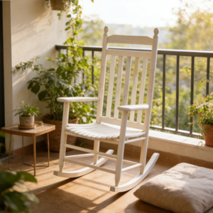 เก้าอี้โยกไม้ป็อปลาร์ประกอบง่าย สไตล์บ้านไร่ เฟอร์นิเจอร์คุณภาพพรีเมียม ทนทาน สำหรับห้องนอน พักผ่อน นั่งสบาย - Product Image 2