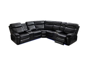 Fabrikant Kunstlederen Elektrisch Verstelbare Hoekbank met L-vormige Sofa, Stoel, Ingebouwde Speaker en LED-strip, Meubelset voor Thuisbioscoop - Product Image 5