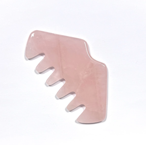 Herramienta de masaje Gua Sha de cuarzo rosa pulido a mano para el cuidado del cabello, peine de cristal para masaje de cabeza, productos de bienestar para spa y cuidado de la salud. - Product Image 4