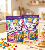 Sachets refermables personnalisés anti-odeur, holographiques, en Mylar, avec fermeture éclair, pour bonbons, snacks et aliments pour animaux de compagnie