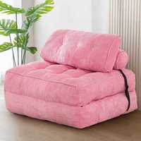 Sofá Cama Plegable Convertible, Sillón con Colchón y Almohada, Respaldo Cómodo, Reclinable, de Tela y Esponja para Apartamento