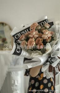 Papel de Seda HUABAN Negro y Blanco con Diseño de Periódico Inglés Nostálgico para Envolver Flores y Regalos, Embalaje de Ropa - Product Image 5