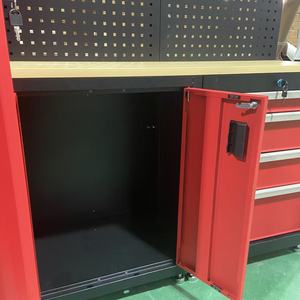 Banc de travail modulaire personnalisé en acier inoxydable pour atelier et garage, avec armoire à outils, panneau perforé et tiroir verrouillable - Product Image 6