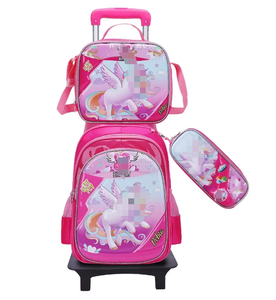 3 Sets 3D Cartoon Waterproof <span class=keywords><strong>Children</strong></span> School <span class=keywords><strong>Trolley</strong></span> Bag avec Lunch Bag et Pencil <span class=keywords><strong>Case</strong></span> pour garçon et fille - Product Image 5