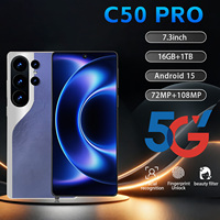 Teléfono Celular Desbloqueado al por Mayor con Doble SIM, Camon 50 Pro, Pantalla de 7.3 Pulgadas, Cámara de 108MP, Octa Core, 16GB+1TB, Android 15, Smartphone 5G