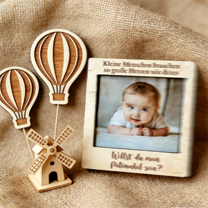 Cadre de demande en mariage pour parrains - Cadre photo en bois personnalisé avec texte sur mesure - Cadeau unique pour bébé - Product Image 3