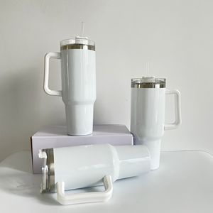 40oz Stainless Steel Travel <b>Mug</b> Double Walled Vacuum Sealed Thermos Cup <b>Large</b> Capacity Blank Sublimation Tumbler with Handle - Product Image 3