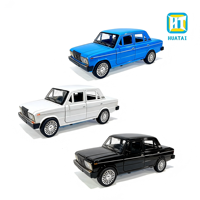 Coche de juguete de metal fundido a presión Lada 2107 ruso 1:18 con función de retroceso, una luz, puertas que se abren, modelo de coche de aleación con luz y música para niños