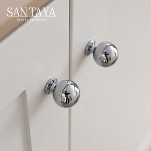 Santaya <strong>Brass</strong> Knob Round Ball Modern Minimalist Chrome Silver <strong>Drawer</strong> Knobs Kitchen Cabinet Handle Solid Single Hole <strong>Pull</strong> - Product Image 5