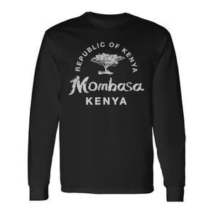 T-shirt a maniche lunghe Mombasa Kenya, design Safari Repubblica del Kenya, girocollo unisex, promozionale per adulti - Product Image 1