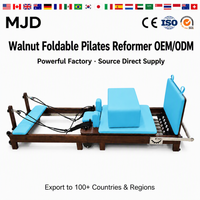 MJD Reformer Pilates en bois de noyer haute performance, design pliable, équipement de yoga professionnel pour la maison et le studio, pour l'alignement corporel