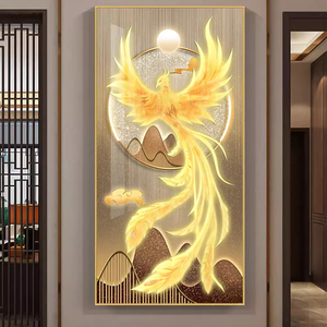 Vente en gros de luminaires muraux de luxe or Phoenix Bird 5d led peintures d'<span class=keywords><strong>animaux</strong></span> en porcelaine avec diamant - Product Image 5