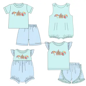 Gold Supplier OEM ODM Girls Clothing Nice Embroidery Design Summer Girl Clothing Set