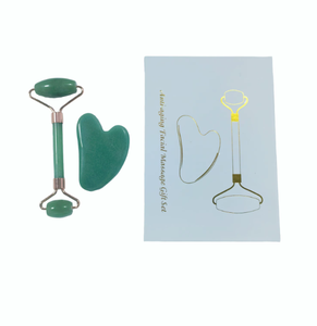 Outils de beauté en aventurine verte personnalisables, rouleau de massage et gua sha, coffret inclus - Product Image 4