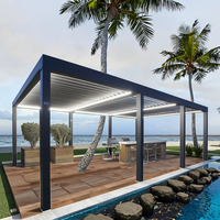 Kit de pergola bioclimatique extérieure en aluminium avec toit à lamelles, éclairage LED, taille personnalisée ou kits prêts à être expédiés