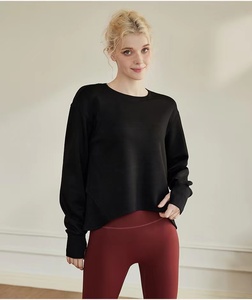 280克涤棉氨纶定制长袖t恤女素色圆领休闲宽松t恤 - Product Image 5
