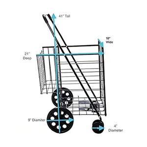 Fashion Cheapluggage Portable Folding Shopping Trolleys Seat Foldable Supermarket Hand Cart