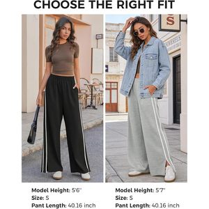Pantalon large pour femme, taille haute, élastique, fente latérale, décontracté, avec poches, kaki, tissu tricoté respirant - Product Image 6