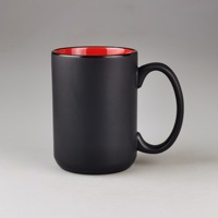 Vente en gros de tasses à sublimation de 15 oz, deux couleurs, personnalisables, en porcelaine, en grès, avec logo personnalisé imprimé, tasse à café en céramique pour cadeau