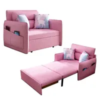 Moderne Roze Enkele Slaapbank Convertible Sleeper Met Side Storage Enkele Daybed Klassieke Ontspannende Sofa Cum Bed