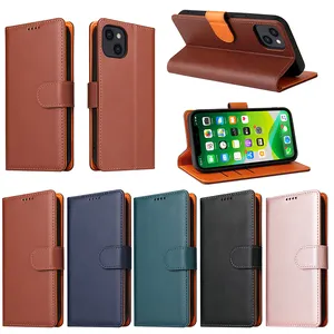 Luxury Pu Leather Mobile Phone Case Card Holder Back Cover Protective Phone Cover For iPhone 15 Pu Leather Case