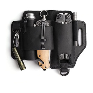 Peau de vache EDC outils taille sac pochette tactique Camping en plein air <span class=keywords><strong>escalade</strong></span> multi-outil étui accès rapide lampe de poche et couteau gaine - Product Image 4