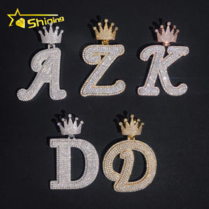 Nueva llegada moda Hip Hop joyería 925 plata esterlina VVS Moissanite Iced Out letra inicial colgante collar - Product Image 1