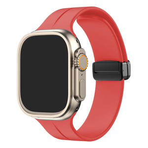 아이워치 11 10 9-1 울트라용 고무 시계줄, 애플 38-49mm용 조절 가능 접이식 자석 버클 실리콘 시계줄 - Product Image 1