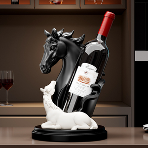 Porte-bouteilles décoratif en forme de cheval, moderne, noir et blanc, pour salon, salle à manger, armoire - Product Image 1
