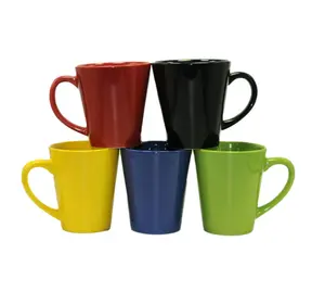 Dishwasher safe and Microwave safe V shape ceramic coffee mugs porcelain taper cup