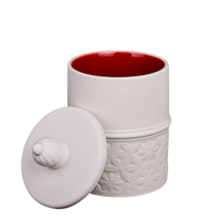 Tempat Lilin Keramik Silinder Matte Custom Ukiran Grosir dengan Tutup, Logo Custom Buatan Tangan, Kapasitas 450ml untuk Rumah dan Pernikahan
