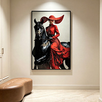 Décoration murale moderne de luxe en cristal et diamant, peinture murale avec motif de chevalier vêtu de rouge, tailles personnalisées disponibles