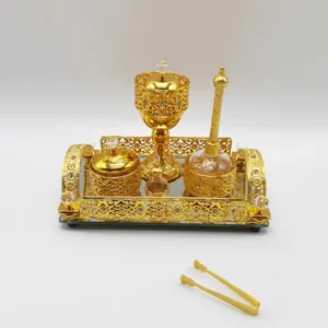 Conjuntos de incenso banhados a ouro decoração caseira, queimador de incenso