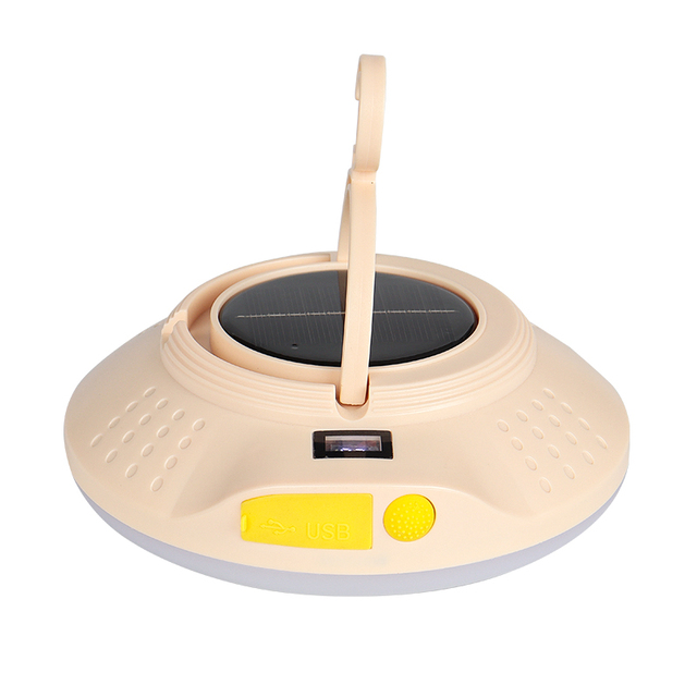 USB Rechargeable Camping Lamp Solar Charging with Hanging Hook IPX5 Waterproof LED Light Source for Outdoor Use