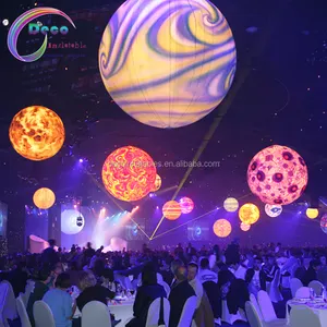 2019 Hot sale giant inflatable planet for decoration, large led inflatable hanging planets