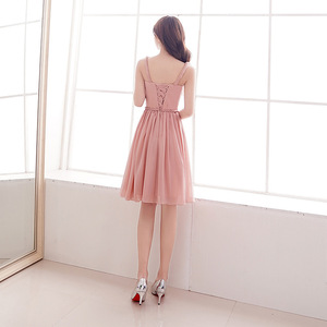 S2698F 2022 nuevo <span class=keywords><strong>vestido</strong></span> de dama de honor de niña de talla grande corto rosa de primavera hermanas de alta calidad - Product Image 4